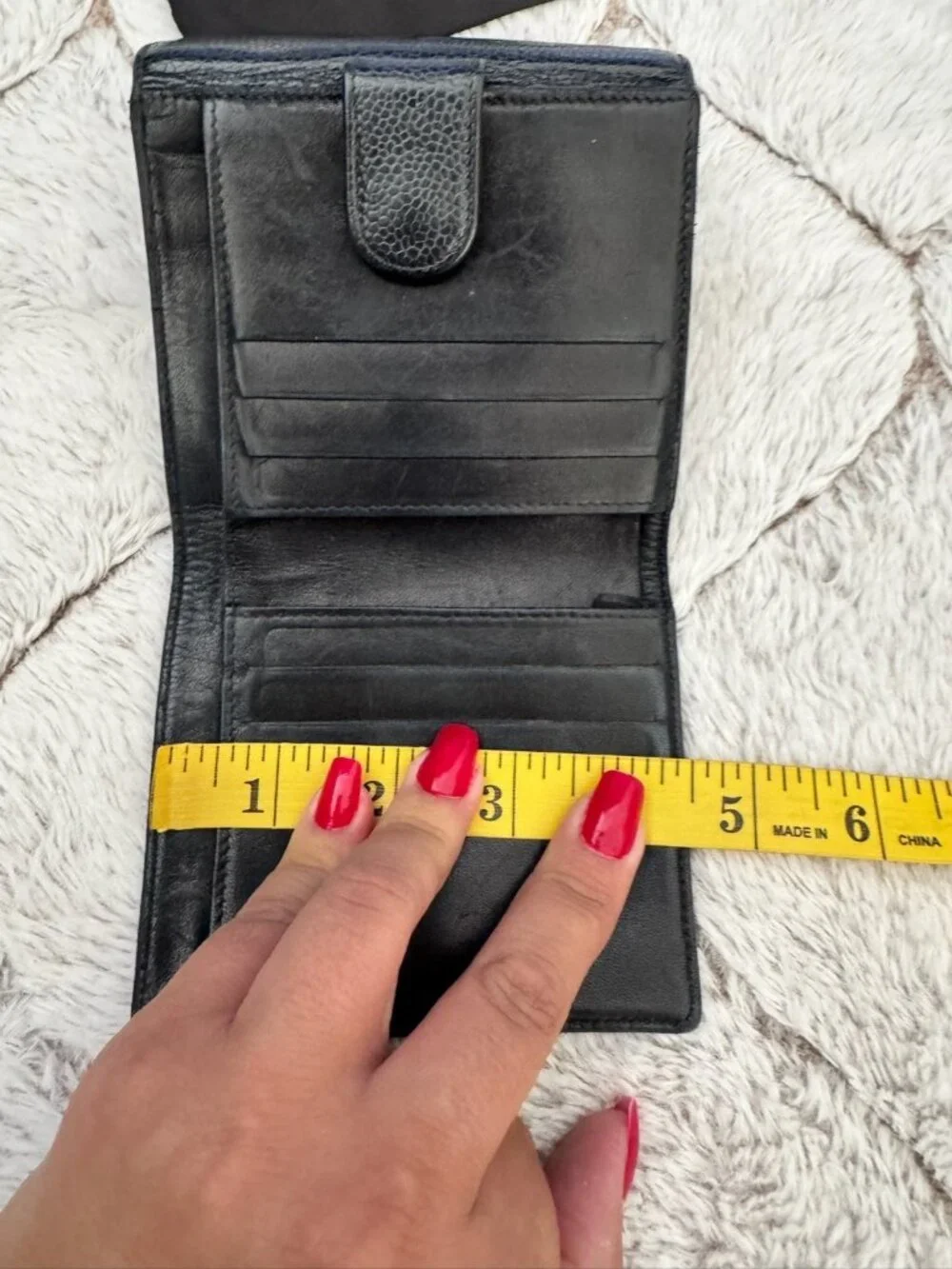 Chanel Caviar Timeless CC Compact Black Leather Wallet